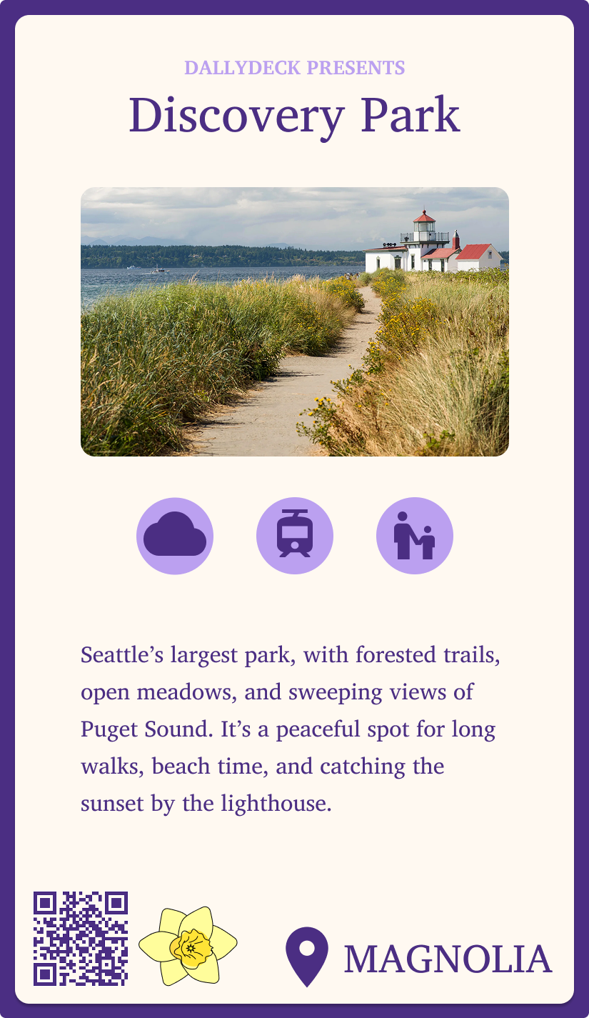 Discovery Park Dallydeck card